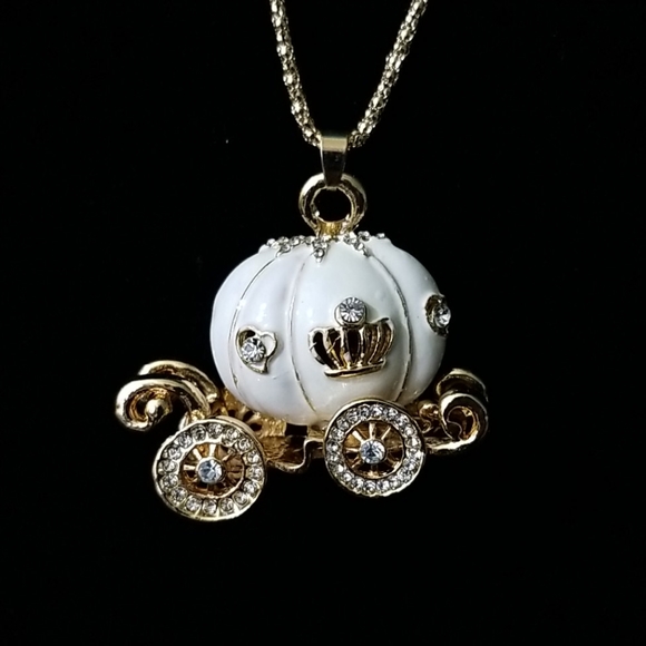 Betsey Johnson White Pumpkin Coach Necklace - Picture 4 of 5